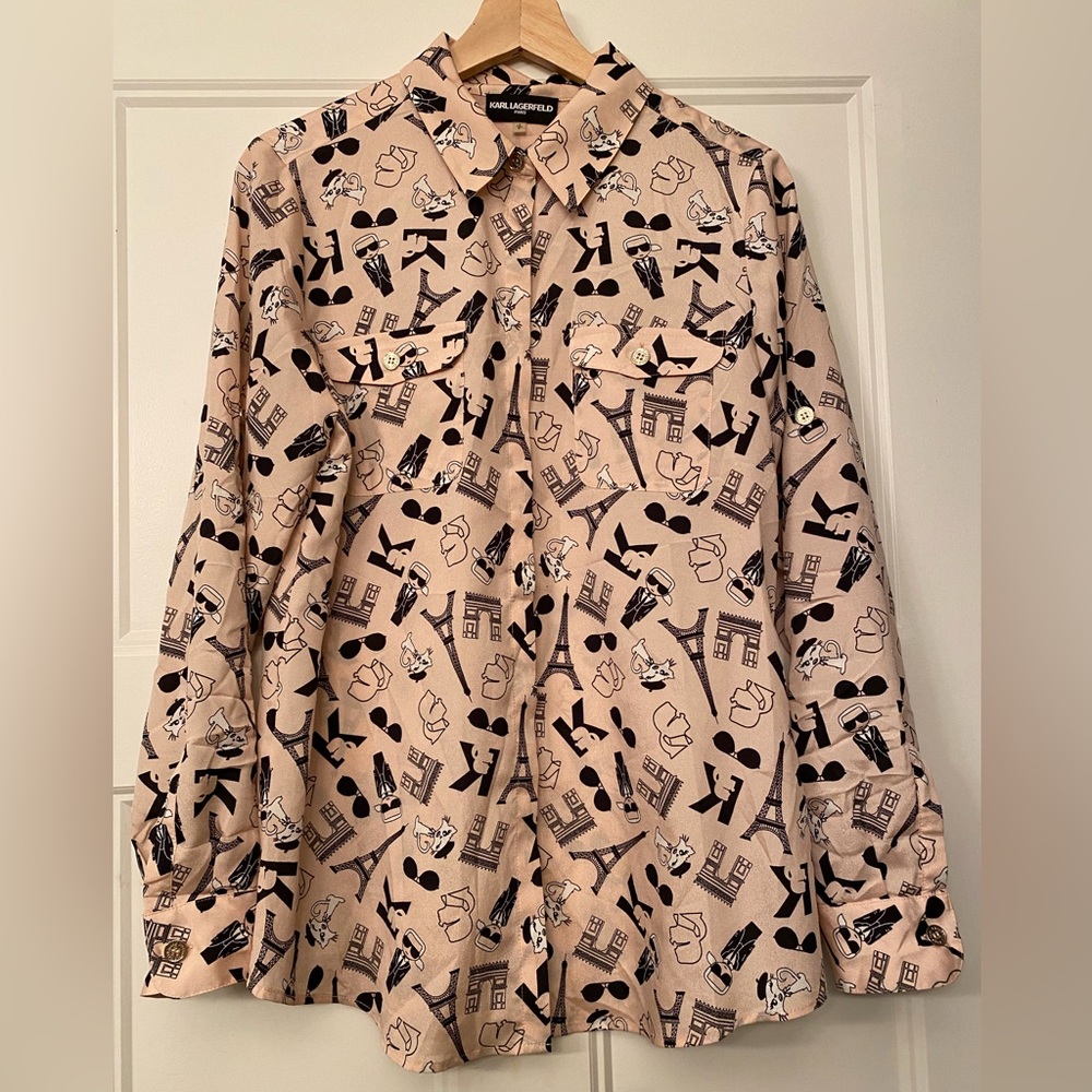 Karl Lagerfeld light pink Graphic Button-Up Shirt